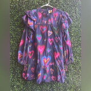 FARM Rio Navy Mini Dress with Multicolor Heart Print